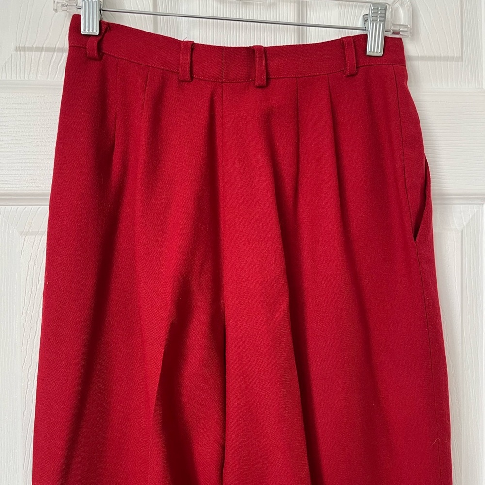 Burberrys  vintage high rise wool pleated red trousers size 4 - Picture 4 of 7